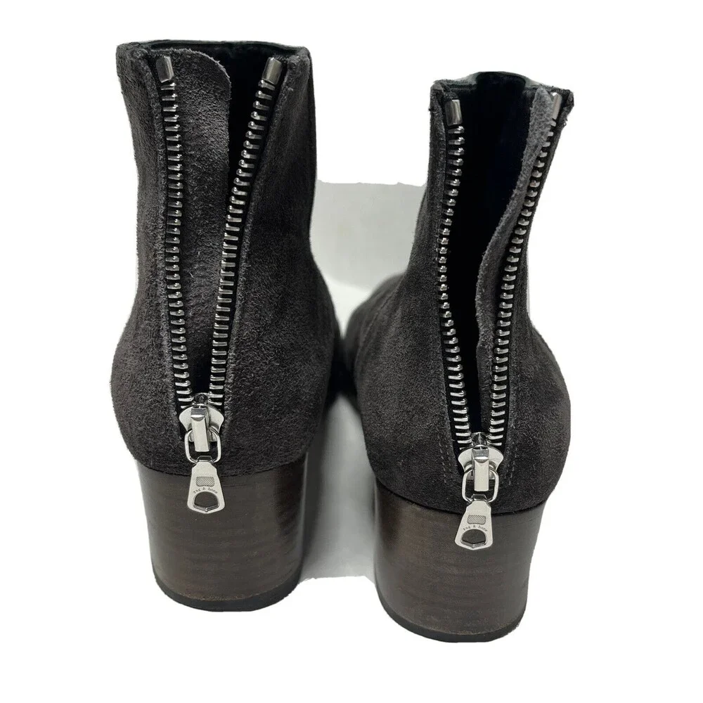 Rag & Bone Wesley Asphalt Gray Suede All Leather Ankle Bootie 37.5